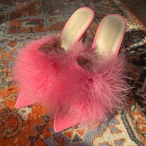 Hot Pink Feathered Heels